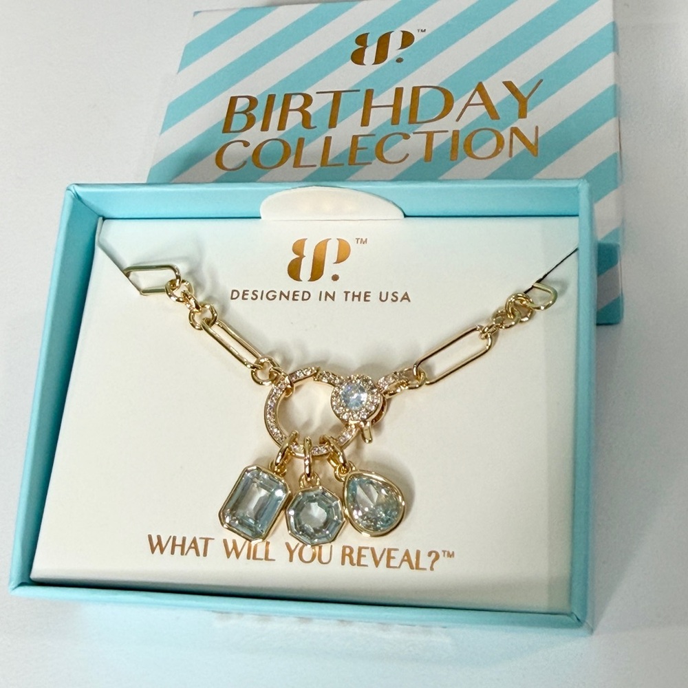 Bomb Party March 2026 Gold and Aquamarine Necklace The Main Character